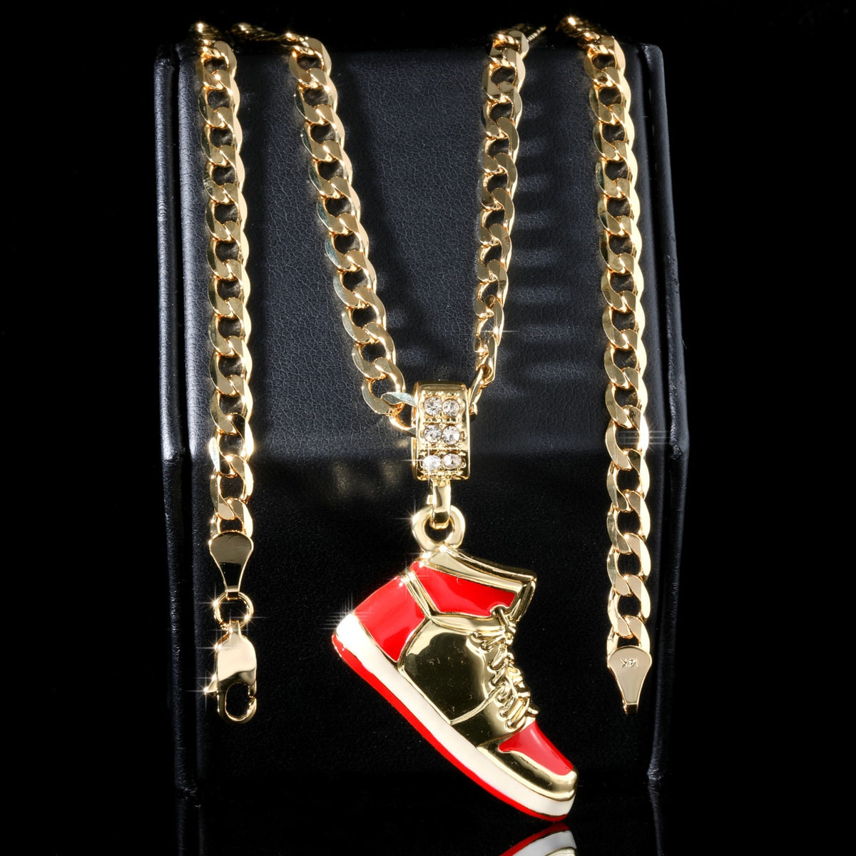 14k Cuban Chain Necklace 5mm A1r Red Cherry 1ns Basketball Gold
