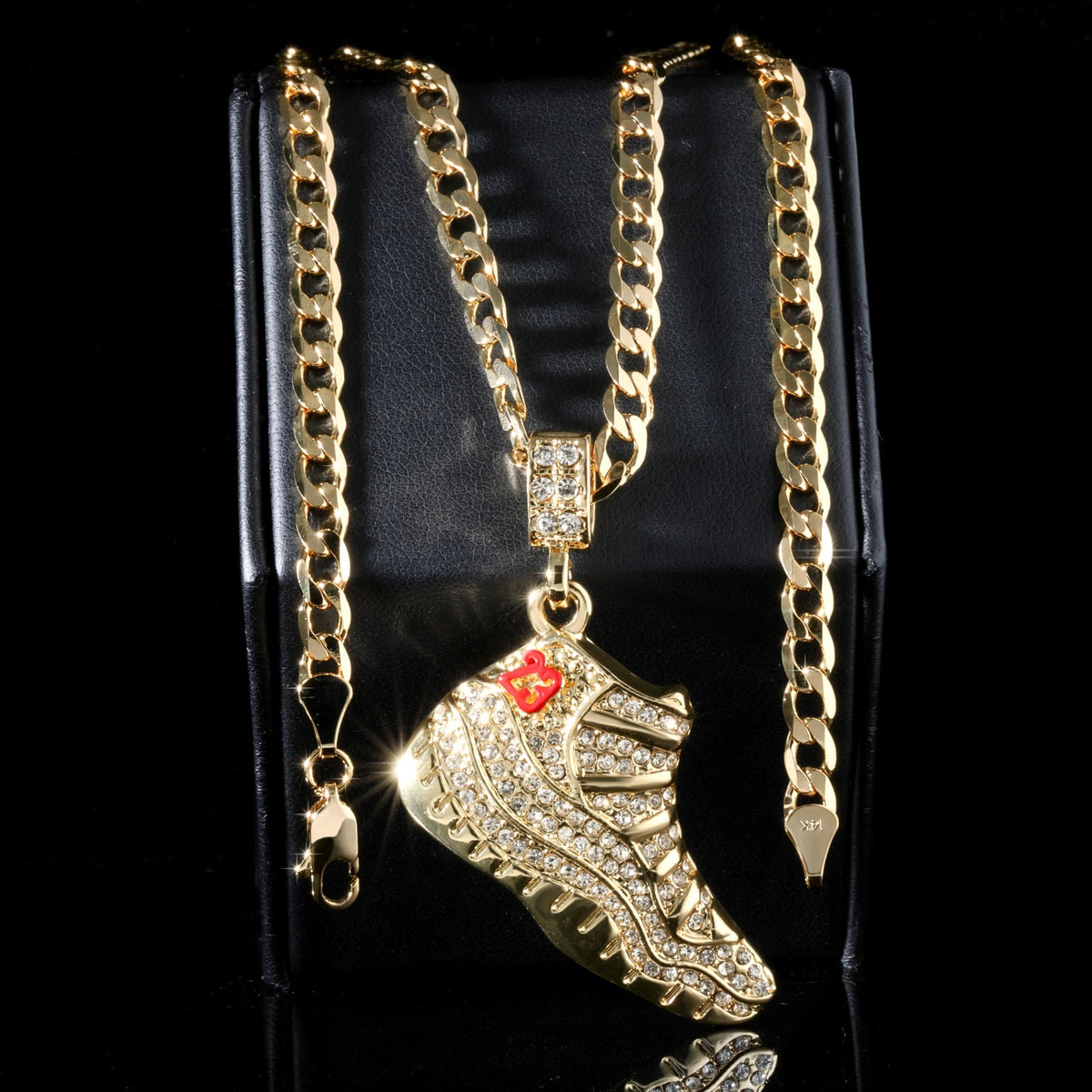 14k Cuban Chain Necklace 5mm A1r Red Cherry 23 Basketball Gold