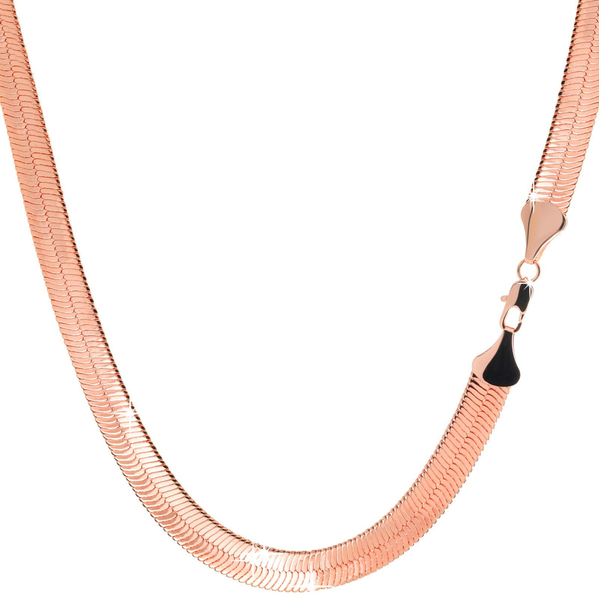 Chain Necklace for Men's 11mm - 30" Herringbone Rose Gold Women's