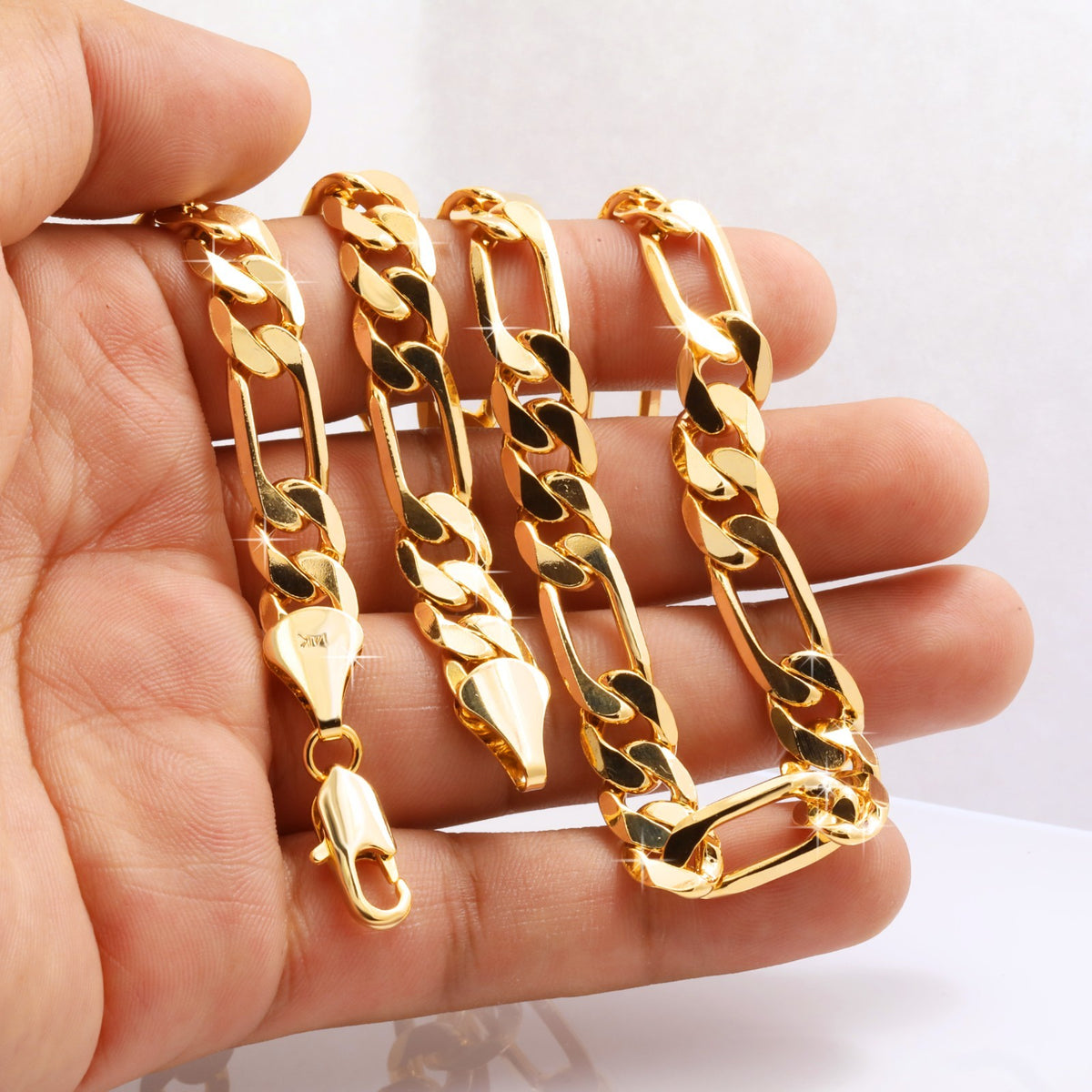 Italy Figaro Chain Link 14k Gold 10mm 24" for Men & Women