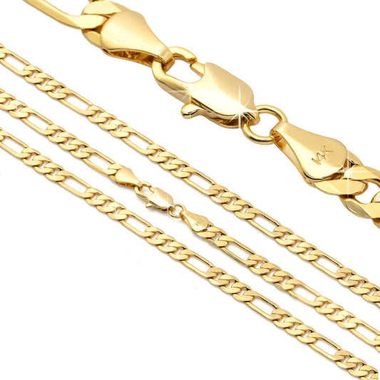 Figaro Chain Choker 14k Gold 3mm 20" for Men & Women