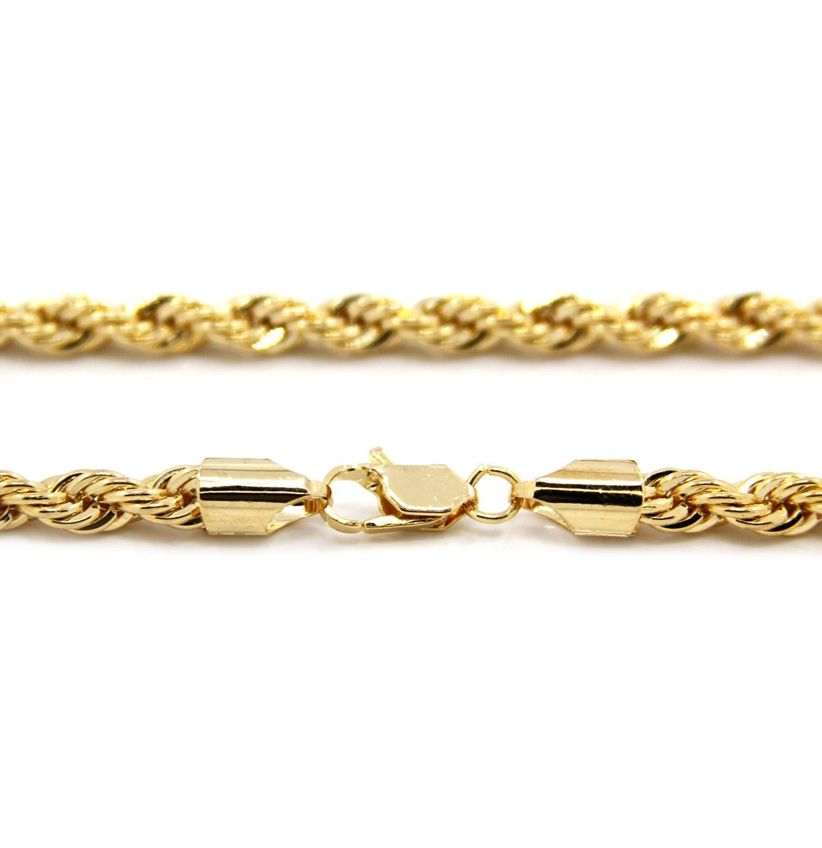 Men's 14k Yellow Gold 5mm Rope Chain Necklace 24" Style