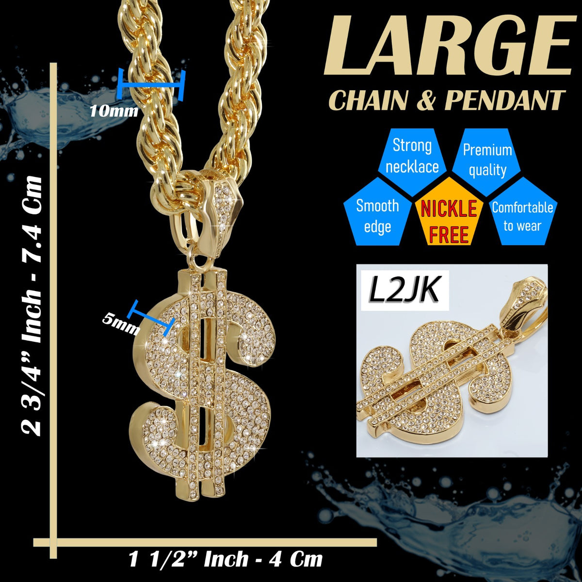 14k Rope Chain 10mm 20 & 24In Large Mula Cash Money Sing Gold