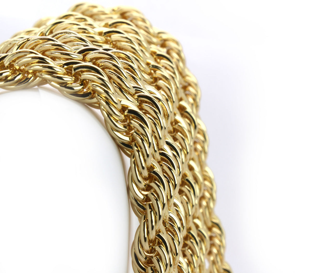 Men's 24k Gold Two 10mm 30" Thick Rope Chain Style Necklace Set
