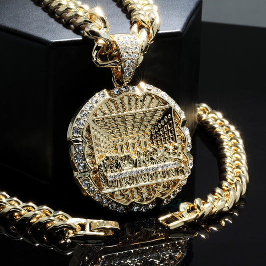 Xl Last Supper Pendant CZ Iced Cuban Necklace Chain 14k Gold
