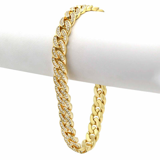 14k Gold Men's Miami Cuban CZ Bracelet 8 Mm 8.5"