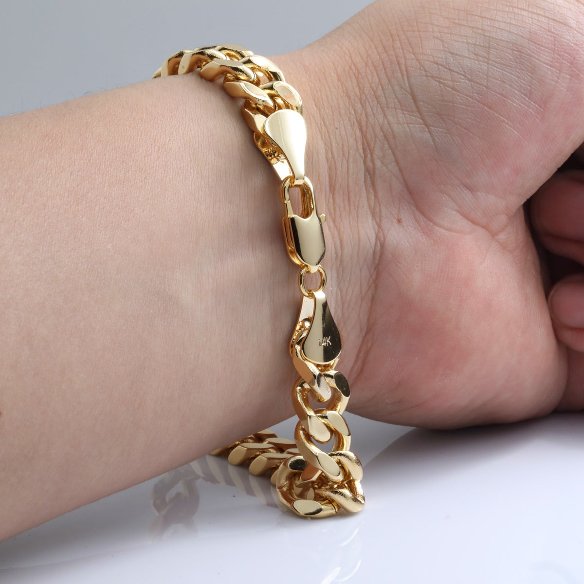 Cuban Link Chain 10mm Bracelet 8.5"in 14k Gold Men