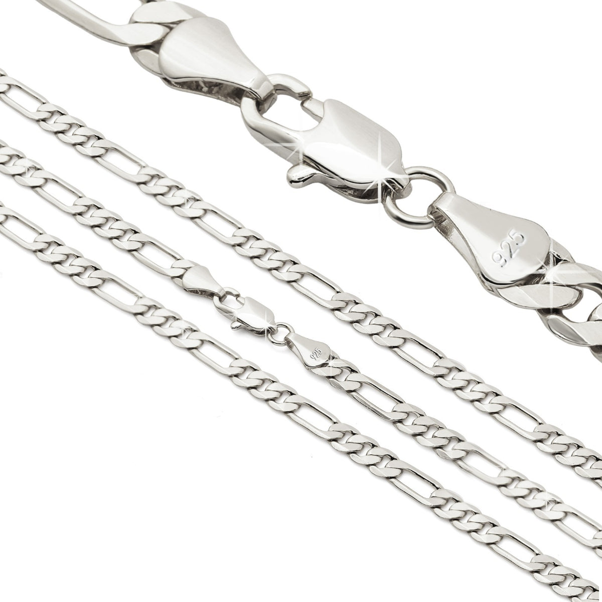 Figaro Chain Choker 925 Silver 3mm 20" for Men & Women