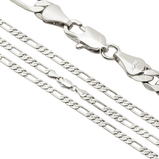 Figaro Chain Choker 925 Silver 3mm 20" for Men & Women