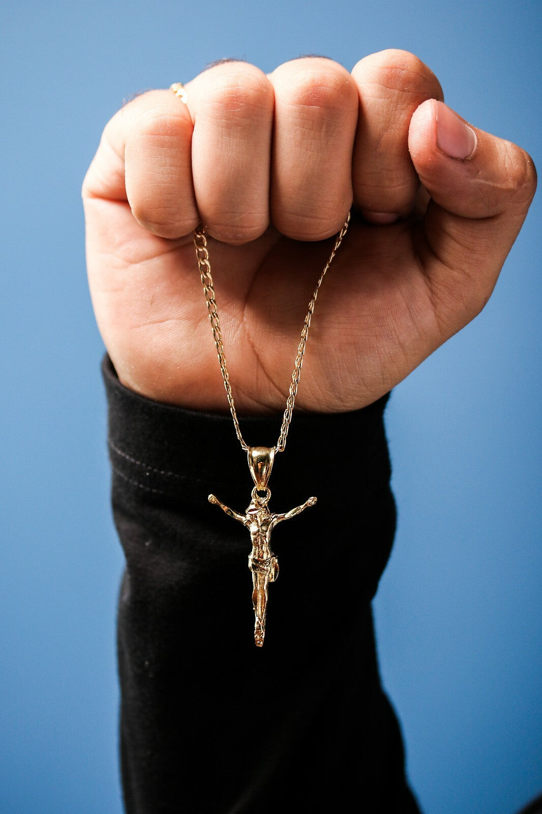 Gold Cross Jesus Pendant Charm 20" Choker Chain Cuban Necklace