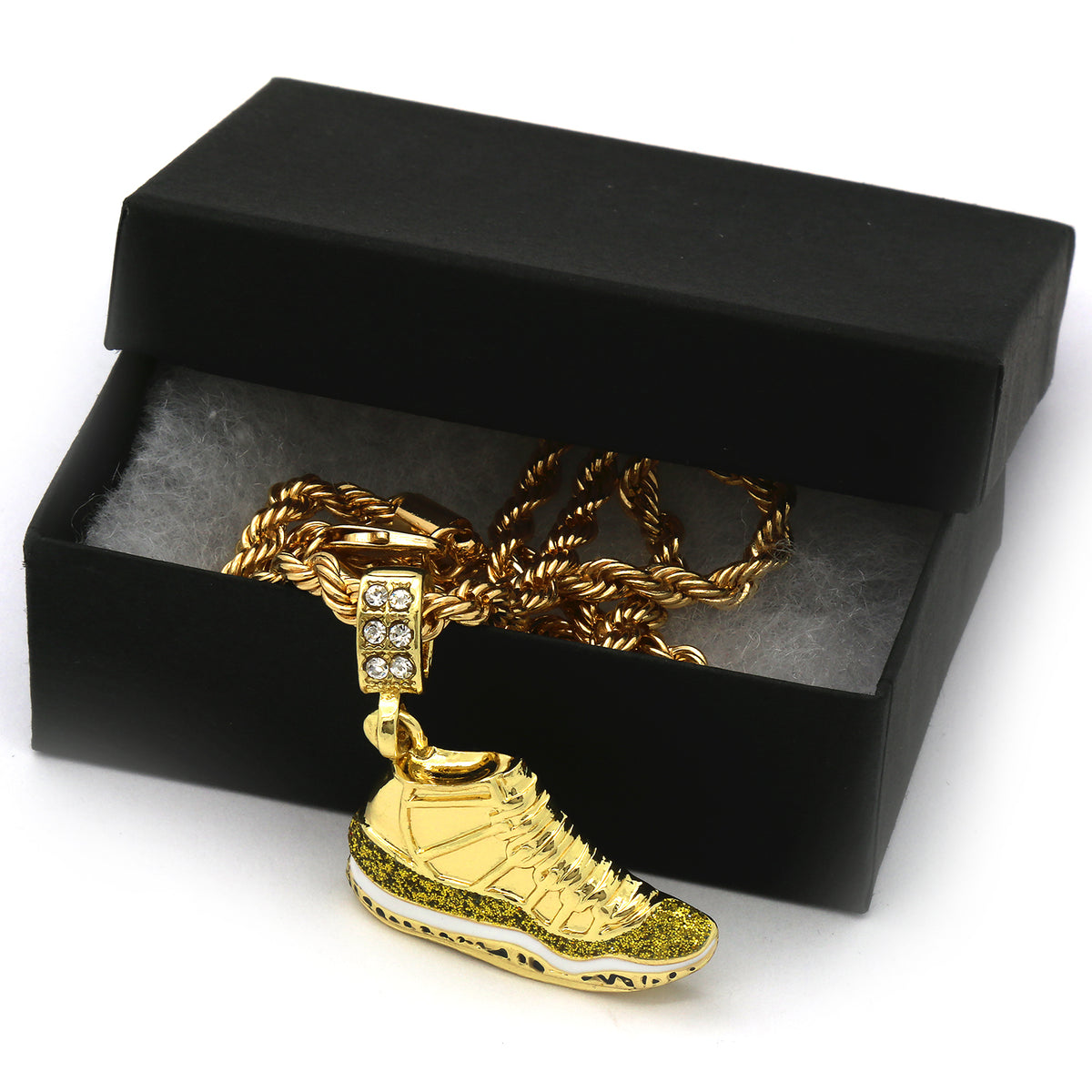 Men's 14k Gold "championship" Pendant CZ 24" Rope Chain
