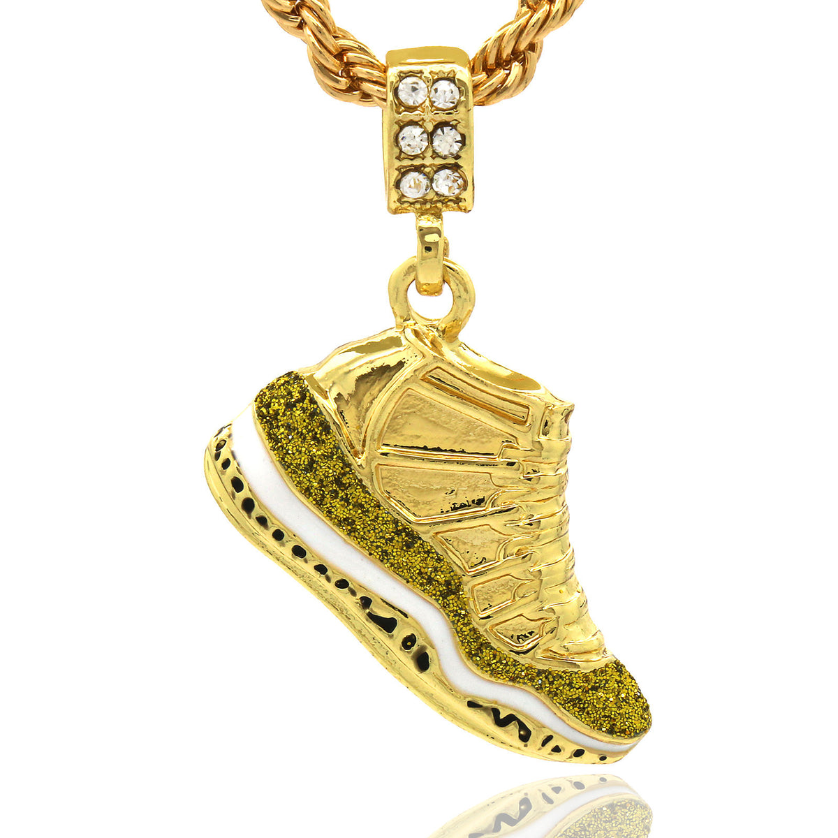 Men's 14k Gold "championship" Pendant CZ 24" Rope Chain
