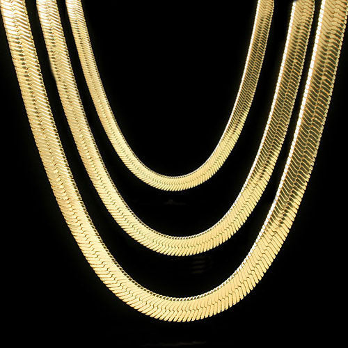 Men & Lady 14k Gold 4mm - 14mm Flat 20" or 24" Herringbone Necklace Chain