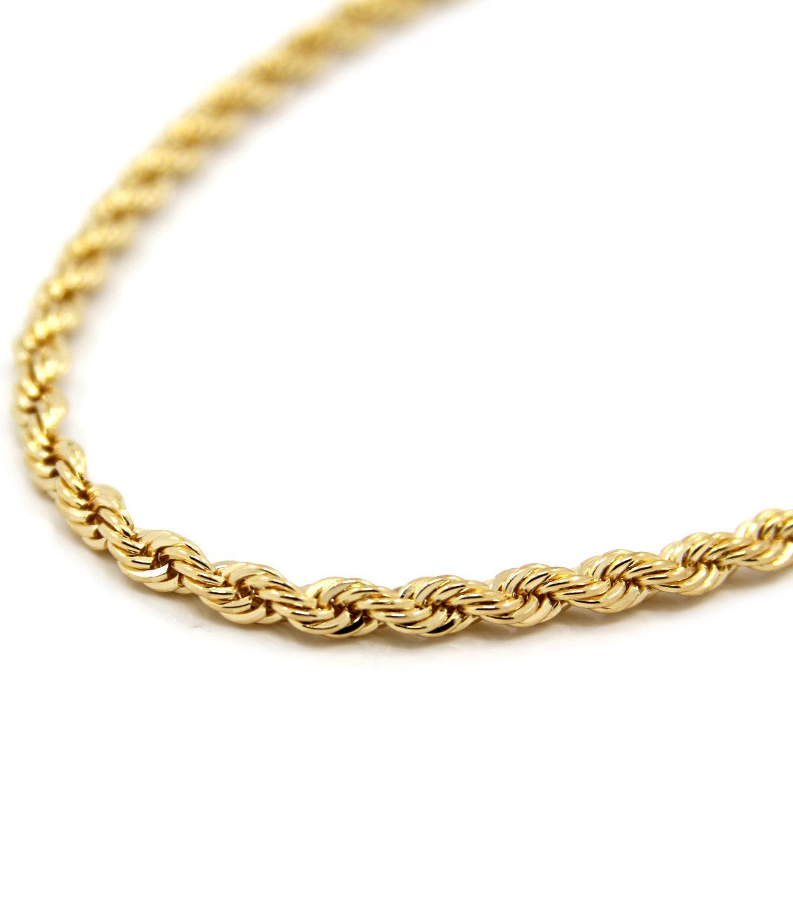 Men's 14k Yellow Gold 5mm Rope Chain Necklace 24" Style