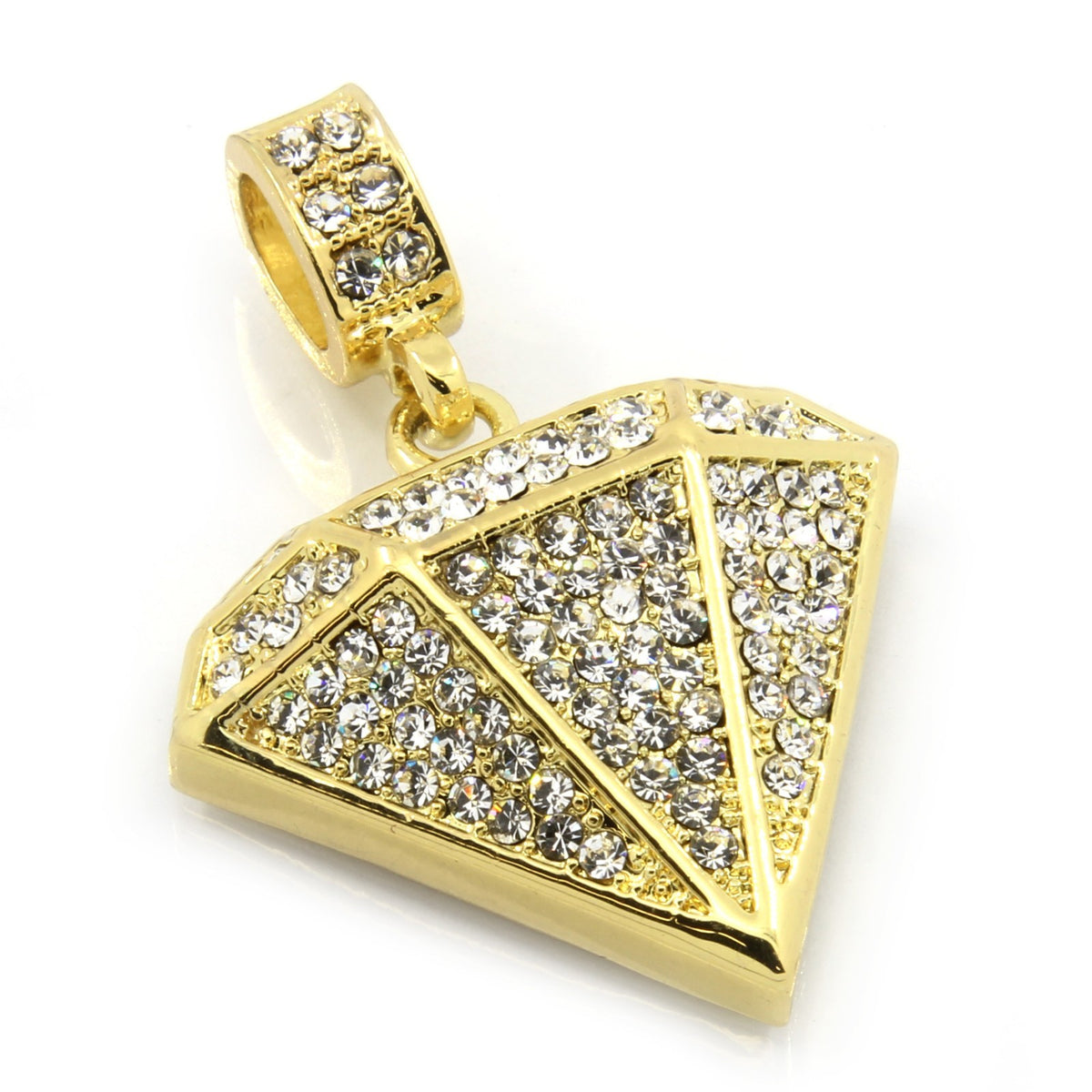 Men's 14k Gold Small D-shape CZ Pendant 30" Cuban Chain