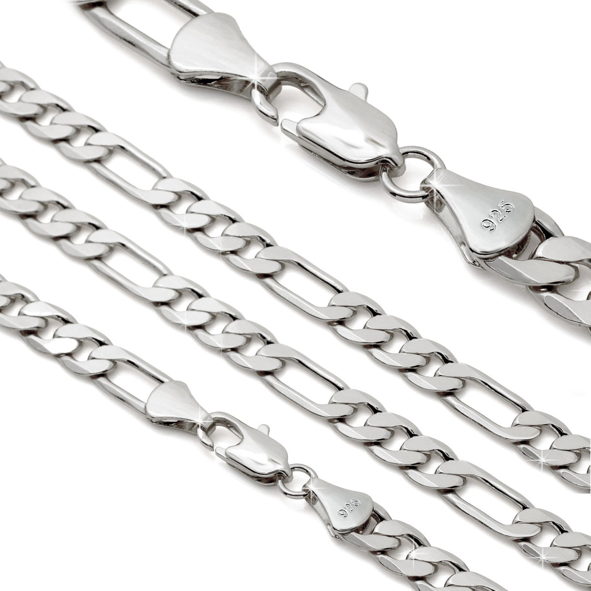Figaro Chain Choker 925 Silver 6mm 18" Men & Women Boys
