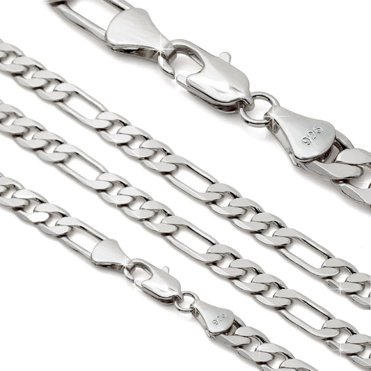 Figaro Chain Choker 925 Silver 6mm 18" Men & Women Boys