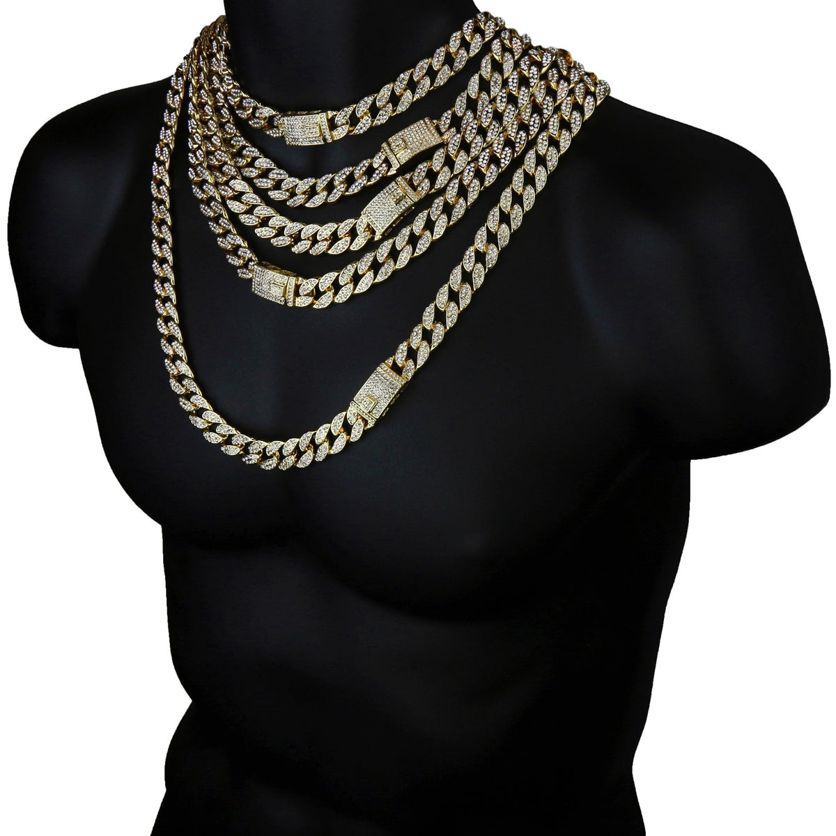 Men's 14k Gold 16"-30" Miami Cuban CZ Link Choker Chain