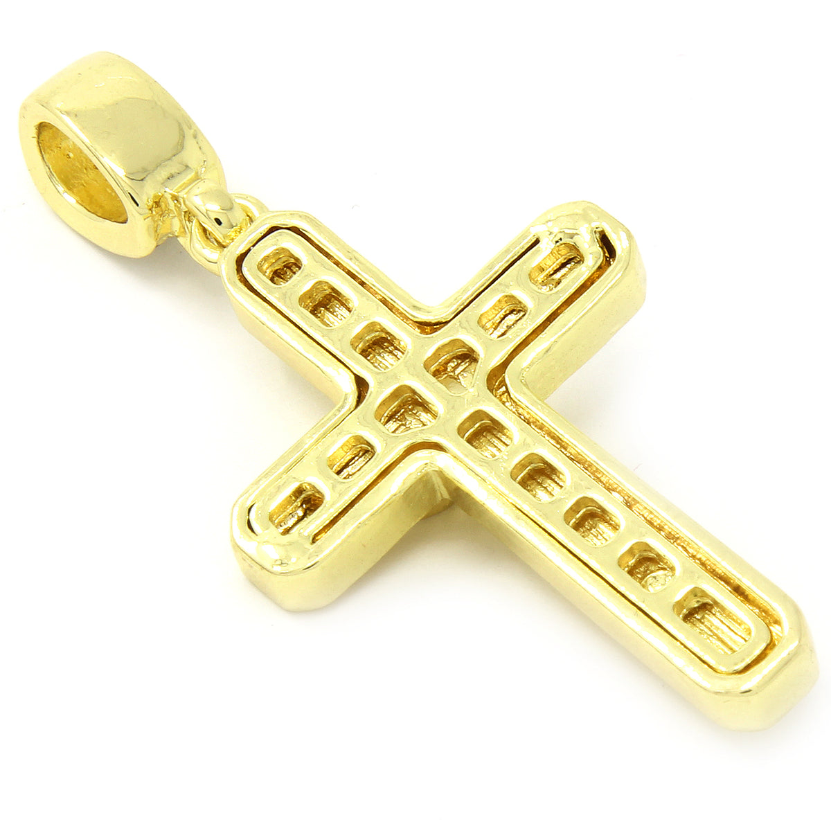 Men's 14k Gold Jesus C Cross Pendant CZ with 24" Rope Chain