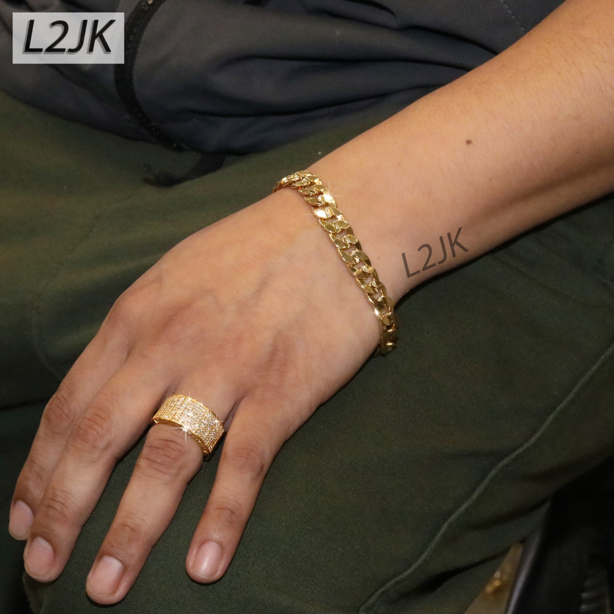 Concave Cuban Link Chain 10mm Bracelet 8.5" 14k Gold Men
