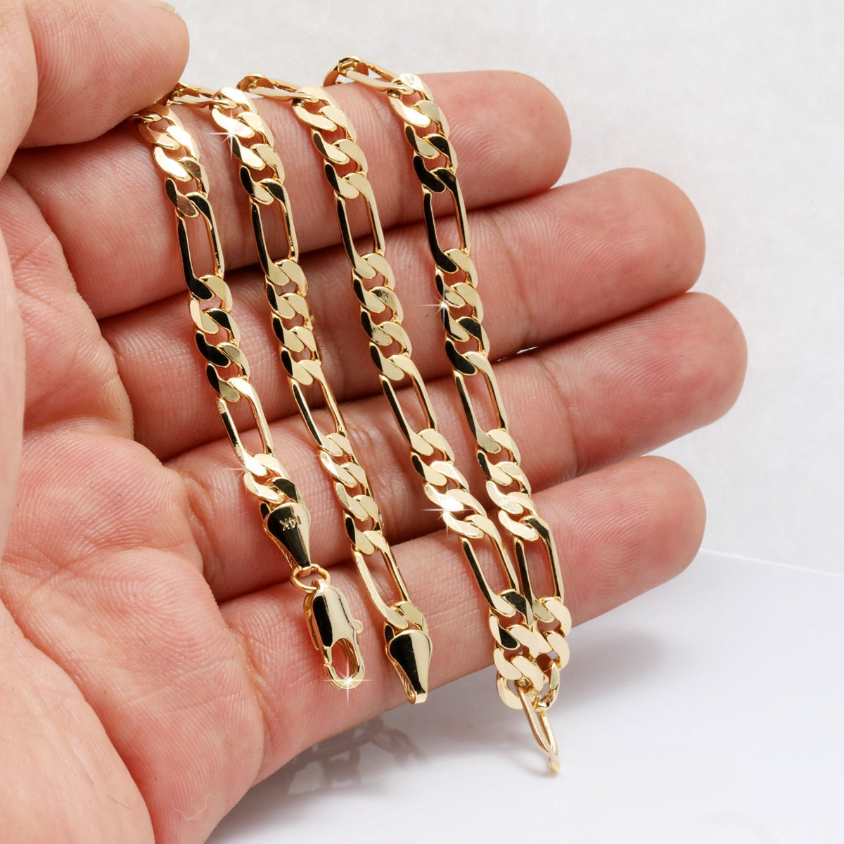 Figaro Chain Choker 14k Gold 4mm 18" for Men & Women Boys