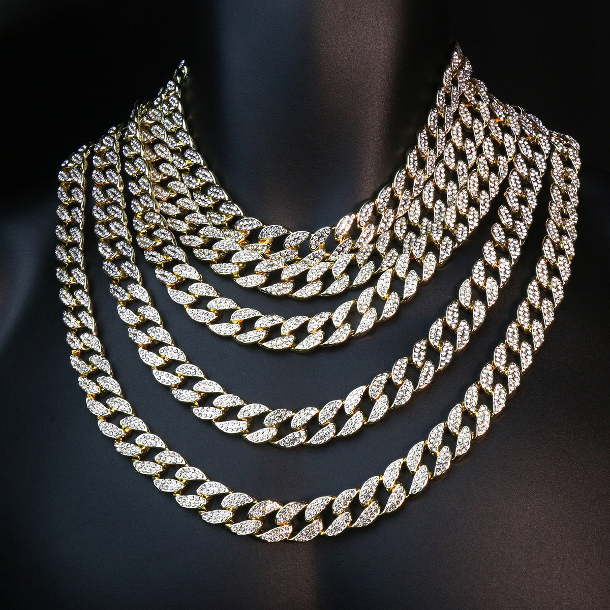 Iced CZ Miami Cuban Choker Link Chain Men's Gold