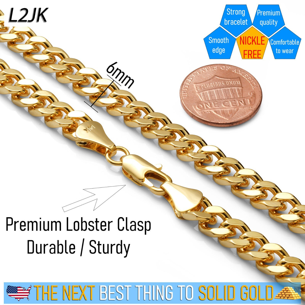 Cuban Link Chain 6mm, 8mm & 10mm 24" 14k Gold Men