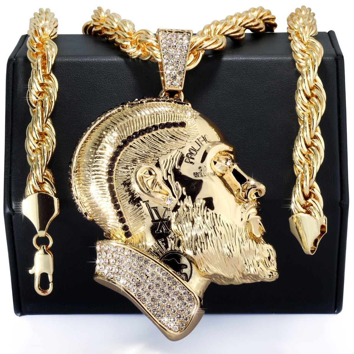 14k Rope Chain 10mm 20" & 24"In Large Face Prolific Hussle Gold