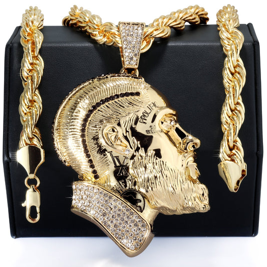 14k Rope Chain 10mm 20" & 24"In Large Face Prolific Hussle Gold