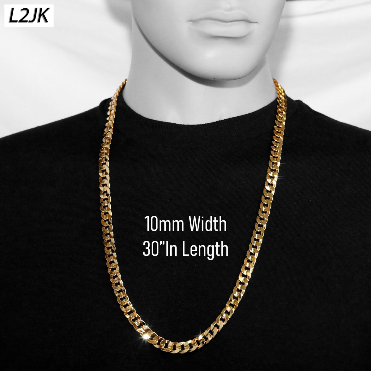 Concave Cuban Link Chain 6mm, 8mm & 10mm 30" 14k Gold