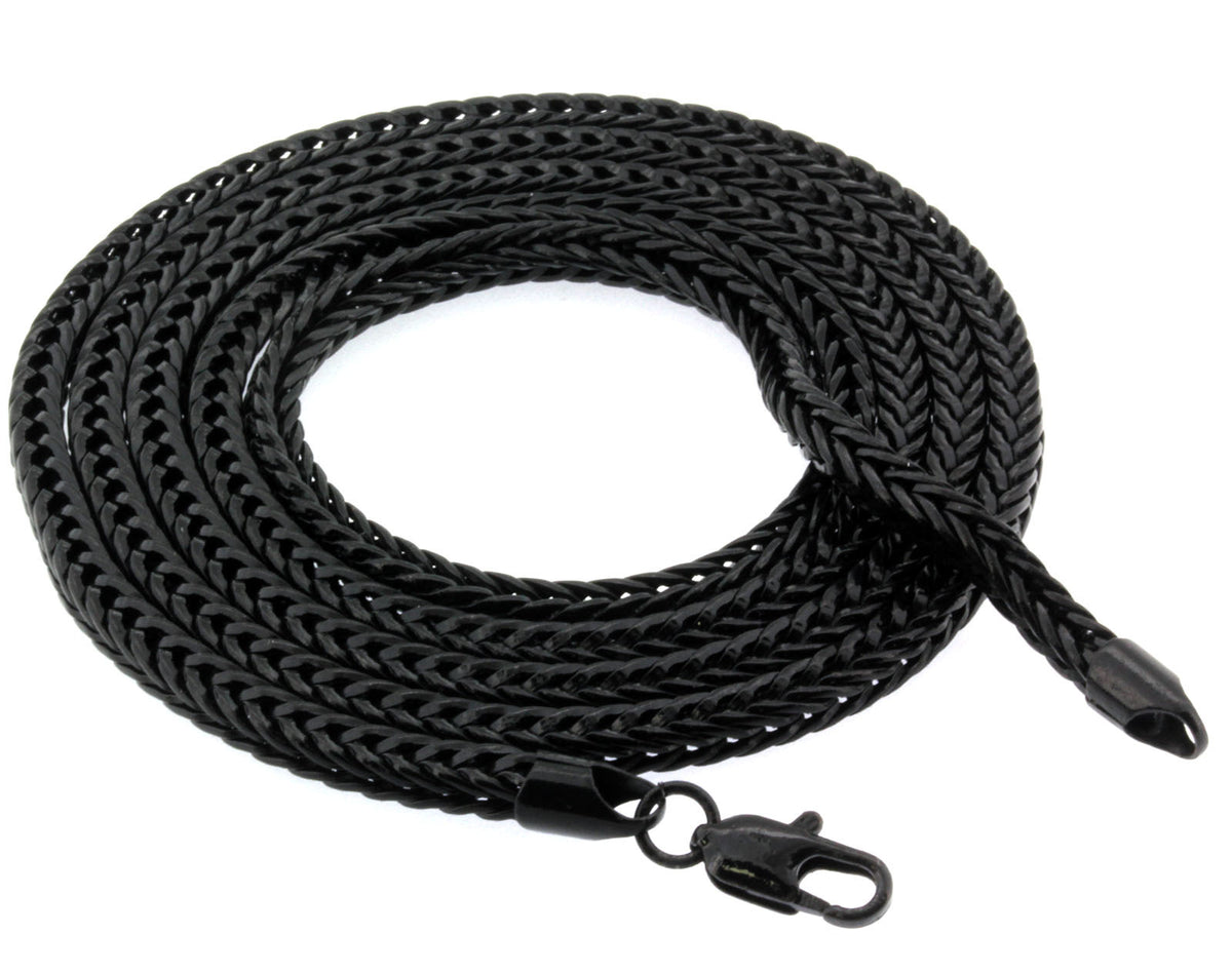 Black, Gold ,rhodium, Gun 3mm Franco Chain Necklace Chain