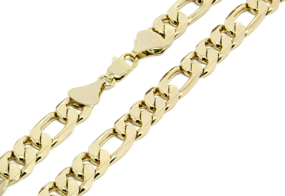 Men's 14k Gold 3mm to 12mm Figaro Link Necklace Chain 24 or 30 Inch