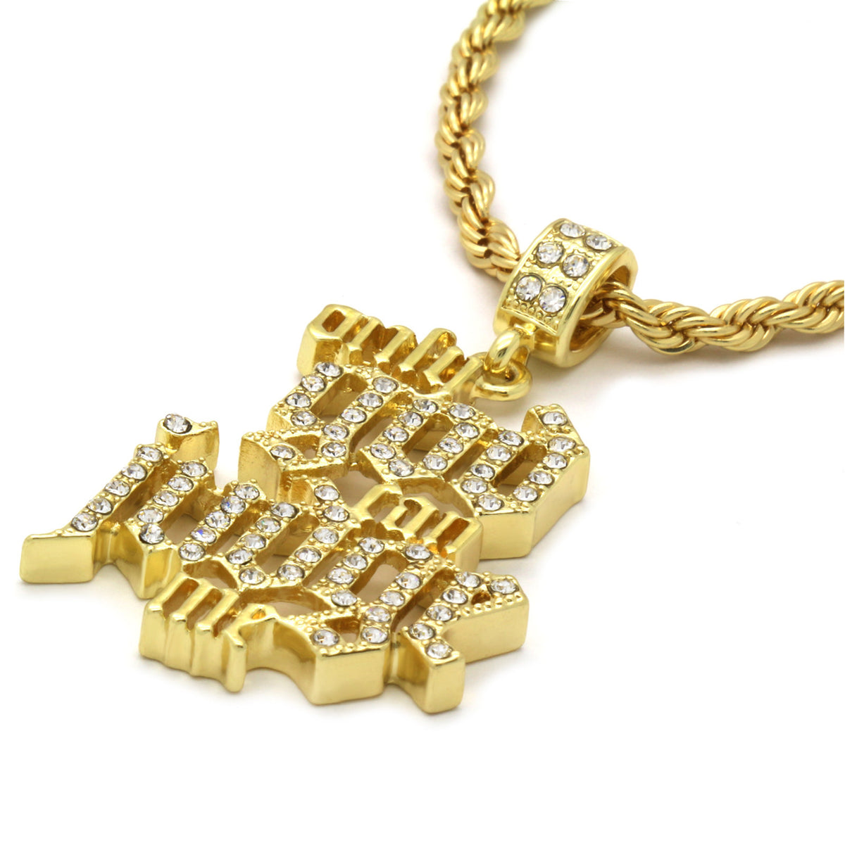 14k Gold Only God Can Judge Me Pendant CZ 24" Rope Chain
