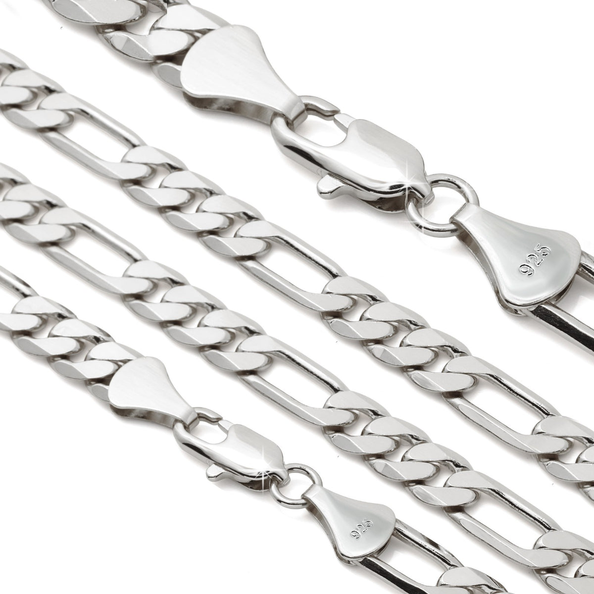 Figaro Chain Choker 925 Silver 8mm 20" for Men & Women