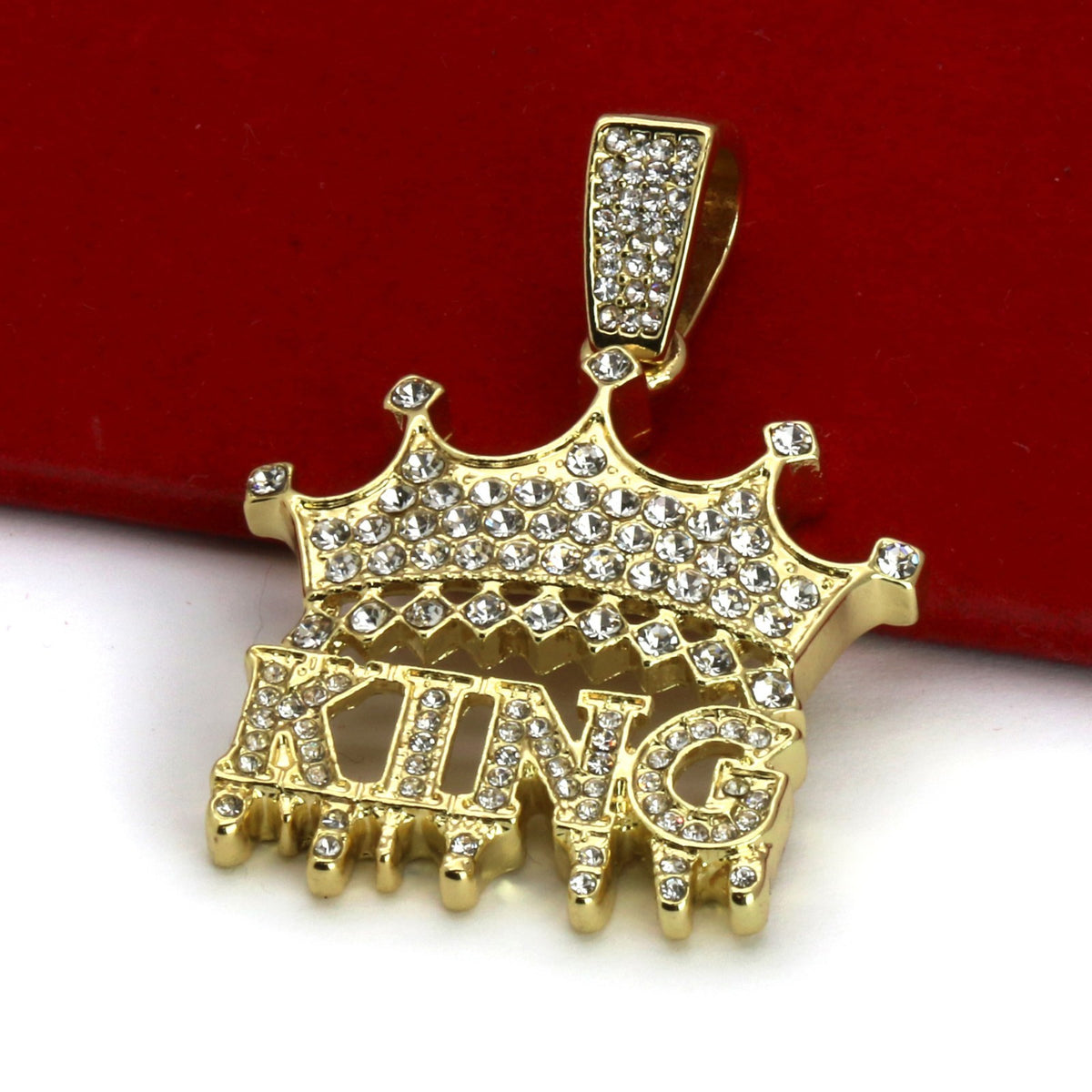 Men's 14k Gold King Pendant CZ Cuban Chain 24" 30"