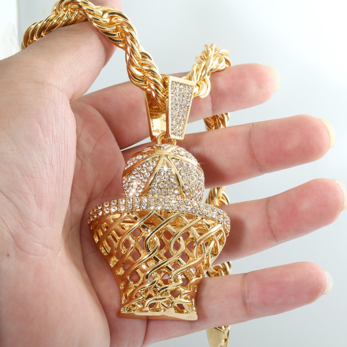 14k Rope Chain 10mm 20" & 24"In Large Basketball Hoop Gold Style