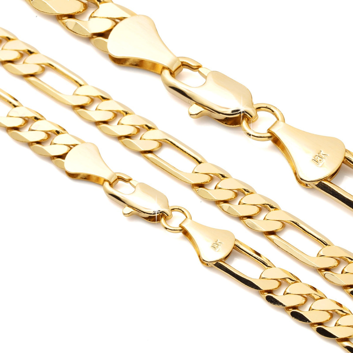 Figaro Chain Choker 18k Gold 8mm 20" for Men & Women