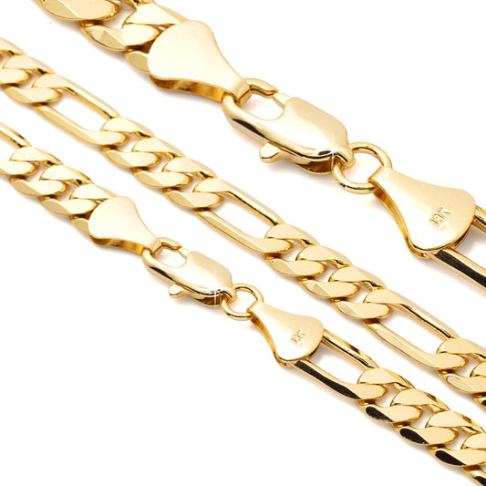 Figaro Chain Choker 18k Gold 8mm 20" for Men & Women