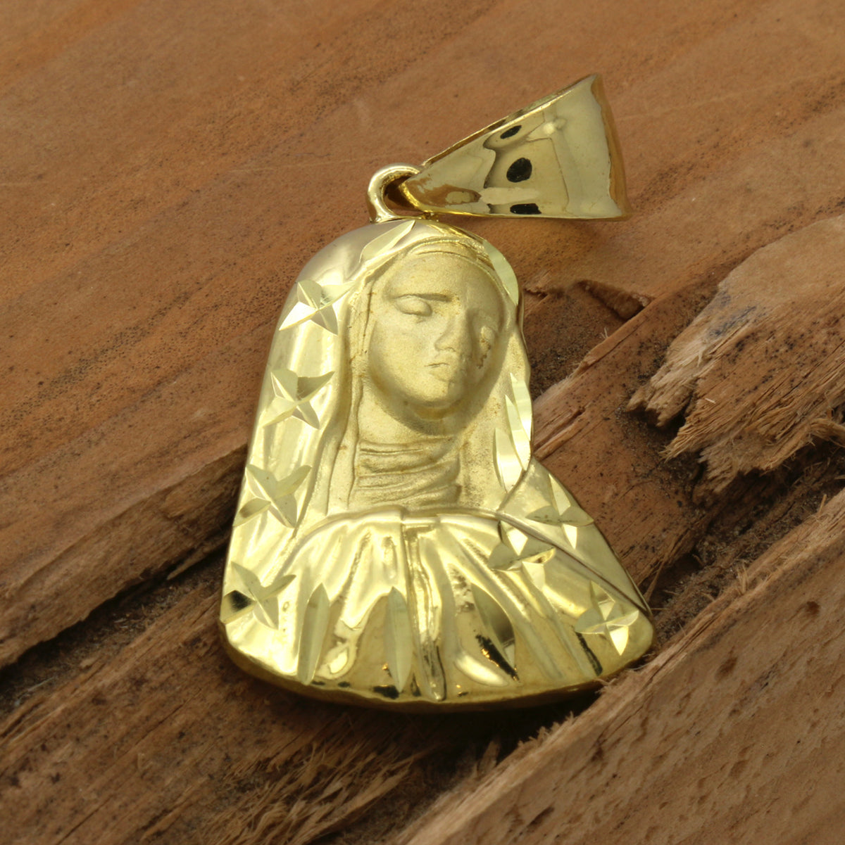 Men's 18k Gold Virgin Mary /star Pendant 5mm 24" Cuban Necklace Chain