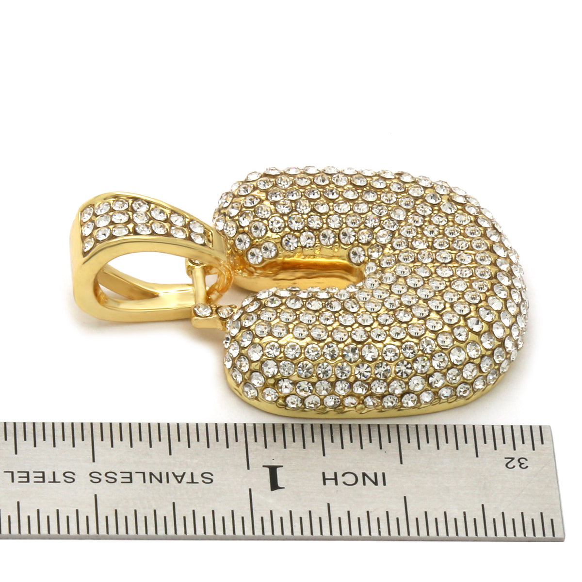 Alphabet Bubble Letter Pendant CZ 24" or 30" Cuban Chain Gold