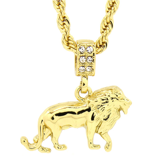 Men's 14k Gold Lion 4mm/24" Rope Chain with Pendant