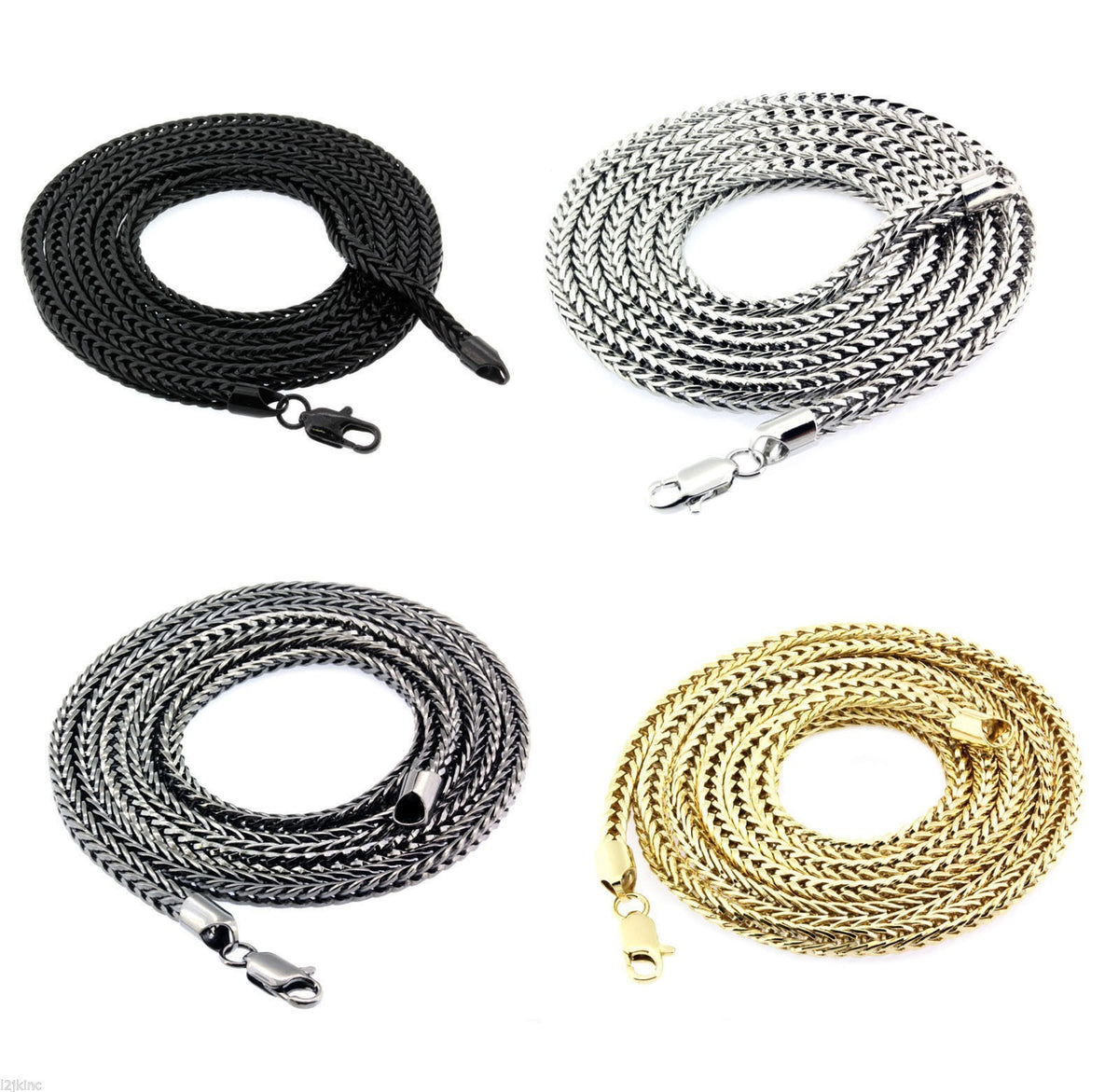 Black, Gold ,rhodium, Gun 3mm Franco Chain Necklace Chain