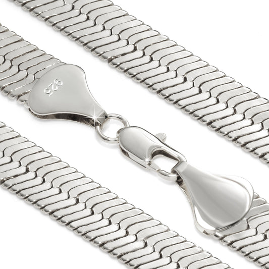 Herringbone Chain 925 Silver 11mm 24" & 30" Necklace Men