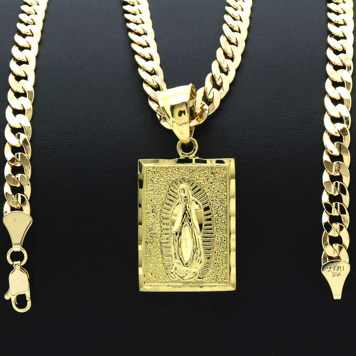 Men's 18k Gold Guadalupe Pendant 6mm 24" Cuban Chain (L)