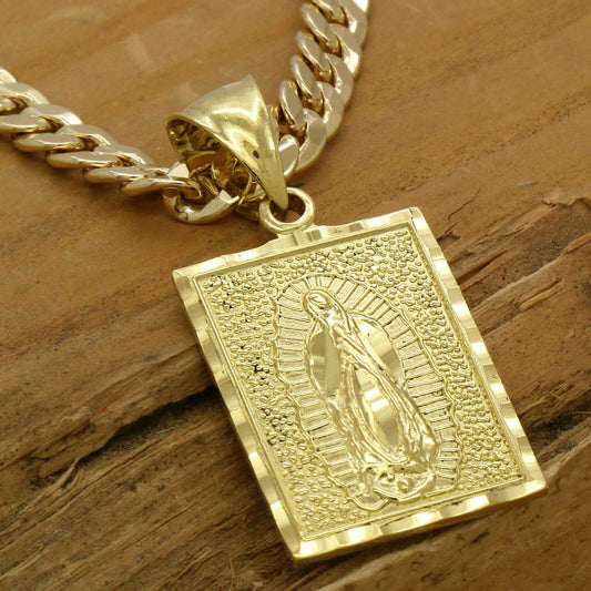 Men's 18k Gold Guadalupe Pendant 6mm 24" Cuban Chain (L)