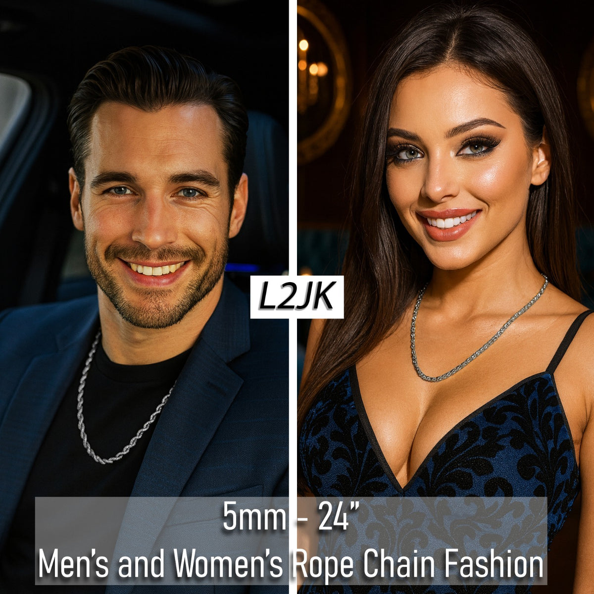 Rope Chain Necklace 3mm, 4mm, 5mm & 6mm - 20" 24" 30" Silver Men's Jewelry