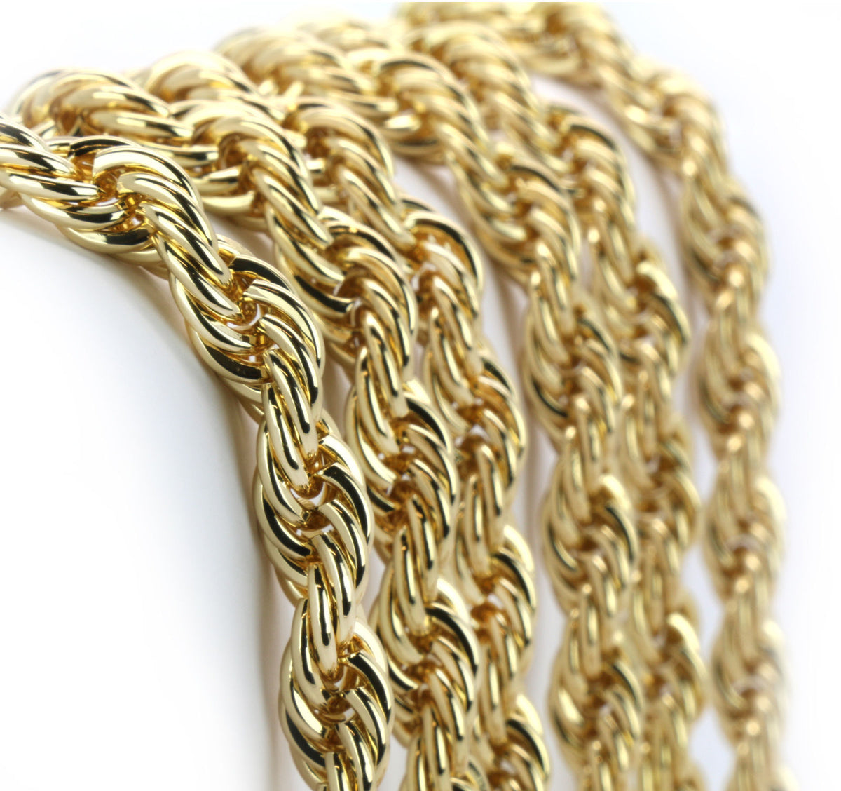 Men's 24k Gold Two 10mm 30" Thick Rope Chain Style Necklace Set