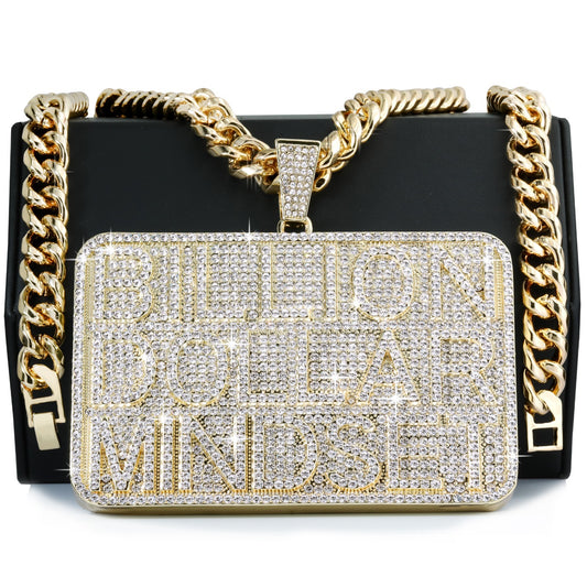 Miami Cuban Curb Chain Necklace 10mm 30In & Billion Dollar Gold Bar