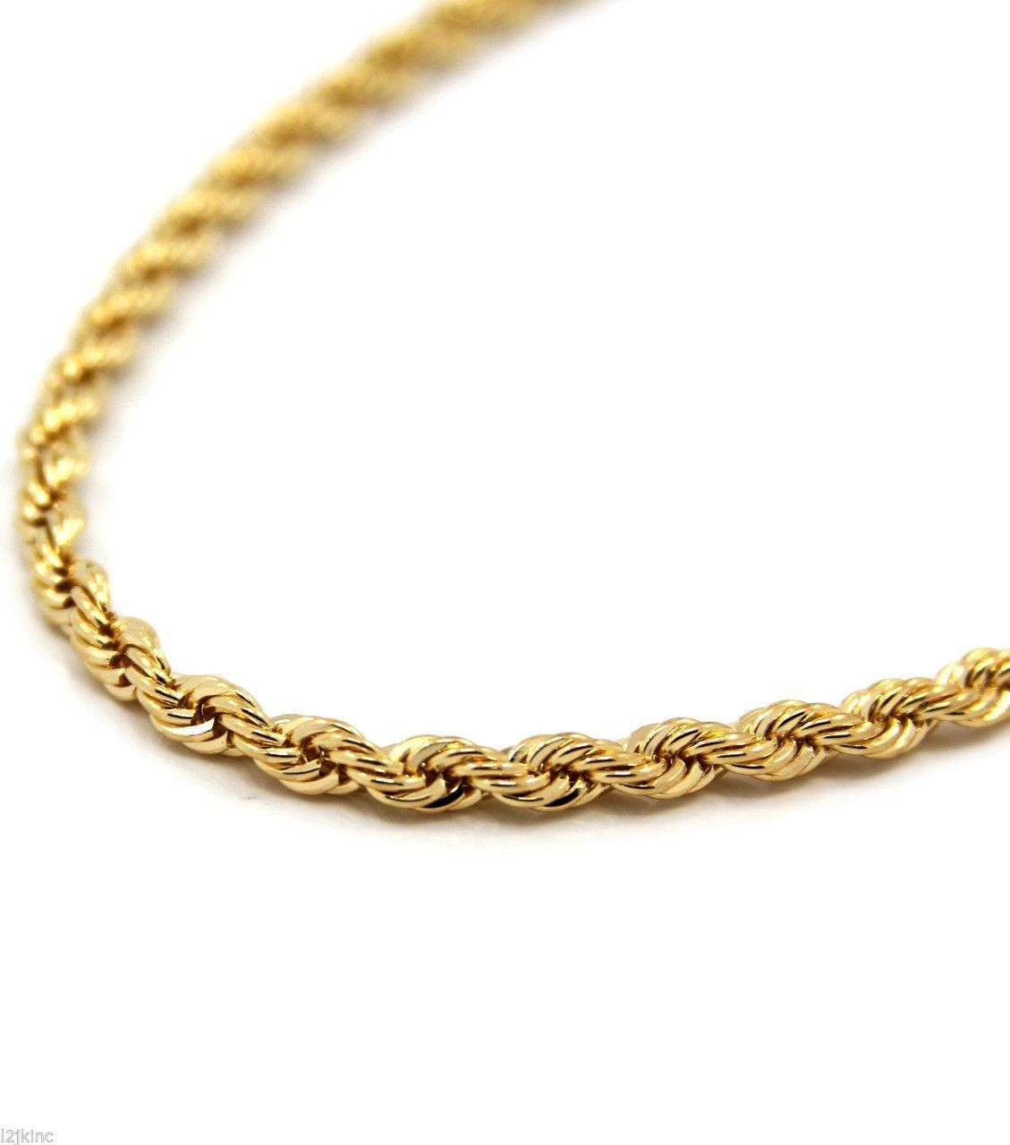 Men's 18k Yellow Gold 30" Inches Rope Chain Necklace 5mm