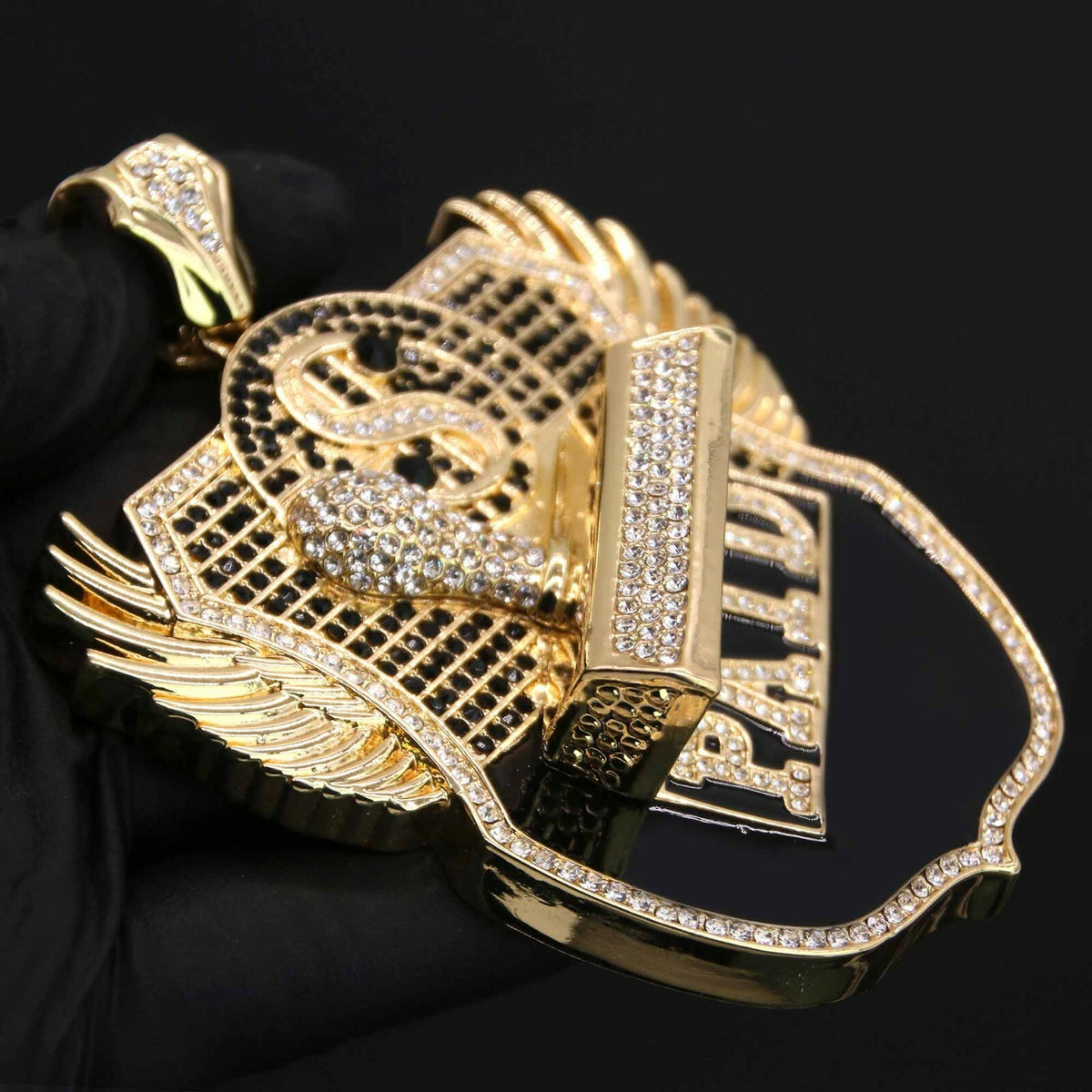 Paid Badge Large Pendant CZ Gold 30" Cuban Chain & Bracelet